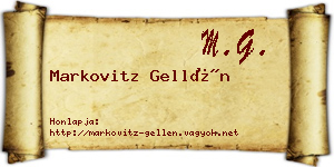 Markovitz Gellén névjegykártya
